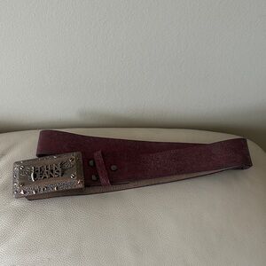Women's Purple Leather Belt with Decorative Buckle